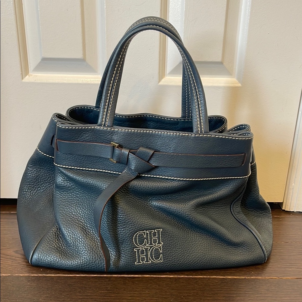 CH Carolina Herrera Blue Leather Handbag